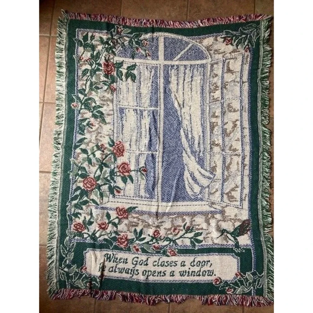 New in Bag God's Window Tapestry Throw Blanket Fringed‎ 30